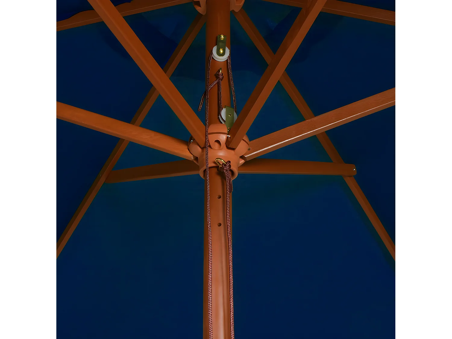 Guarda-sol de exterior c/ poste de madeira 200x300 cm azul PT547712