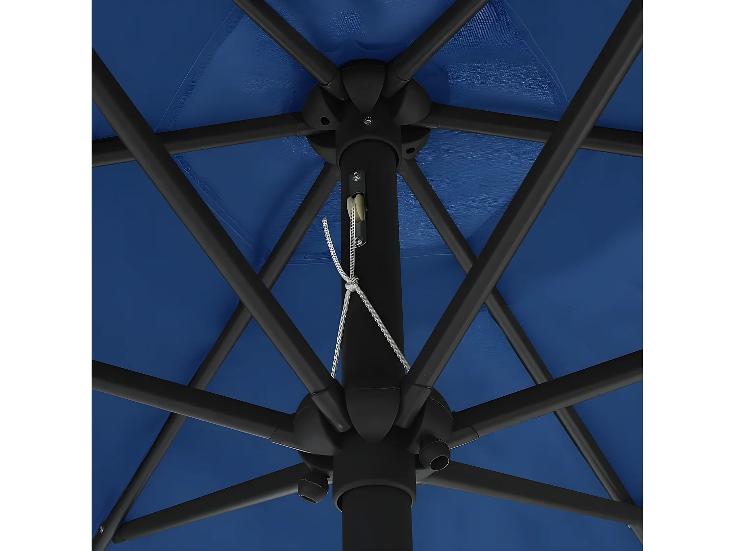 Parasol avec LED et mât en aluminium 270 cm Bleu azuré WVGQ9800