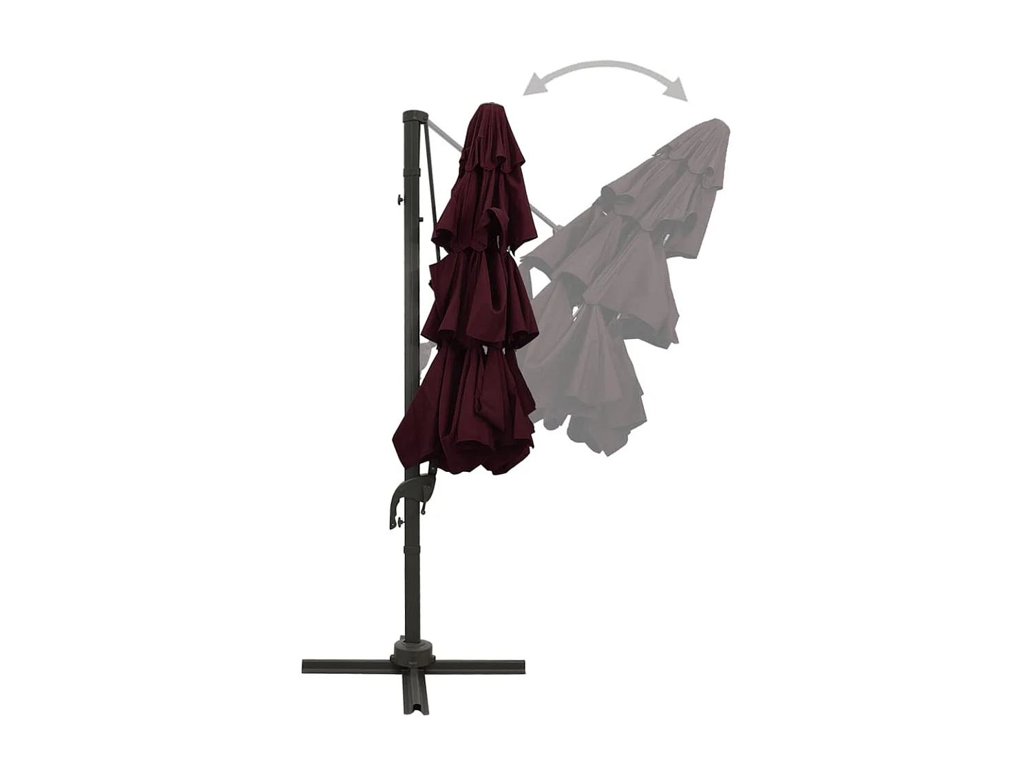 Parasol à 4 niveaux avec mât en aluminium Bordeaux 3x3 m WVGQ7350