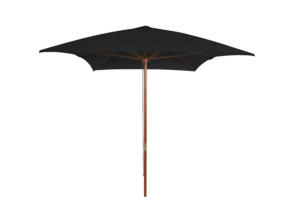Parasol d'extérieur avec mât en bois Noir 200x300 cm WVGQ9284
