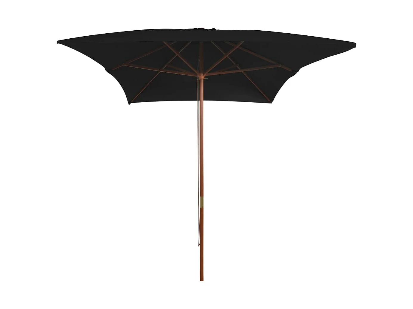 Parasol d'extérieur avec mât en bois Noir 200x300 cm WVGQ9284
