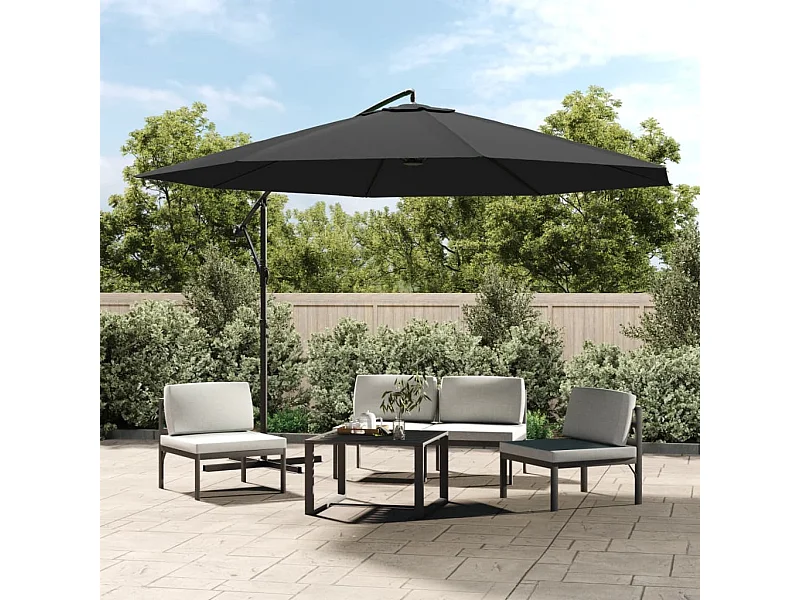 Parasol en porte-à-faux avec poteau Aluminium 350 cm Anthracite WVGQ9586