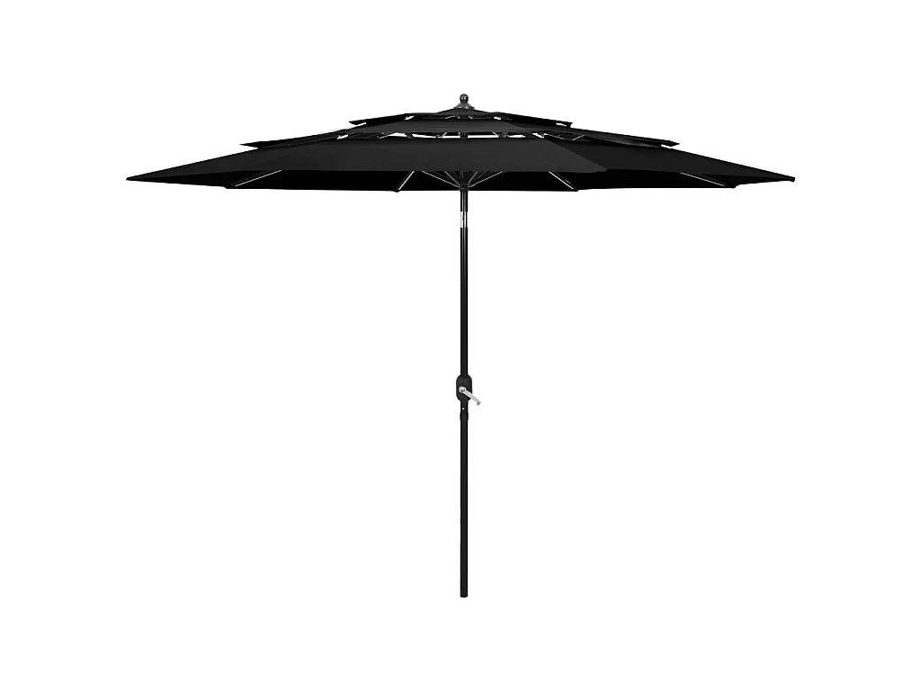 Parasol à 3 niveaux avec mât en aluminium Noir 3 m WVGQ9291
