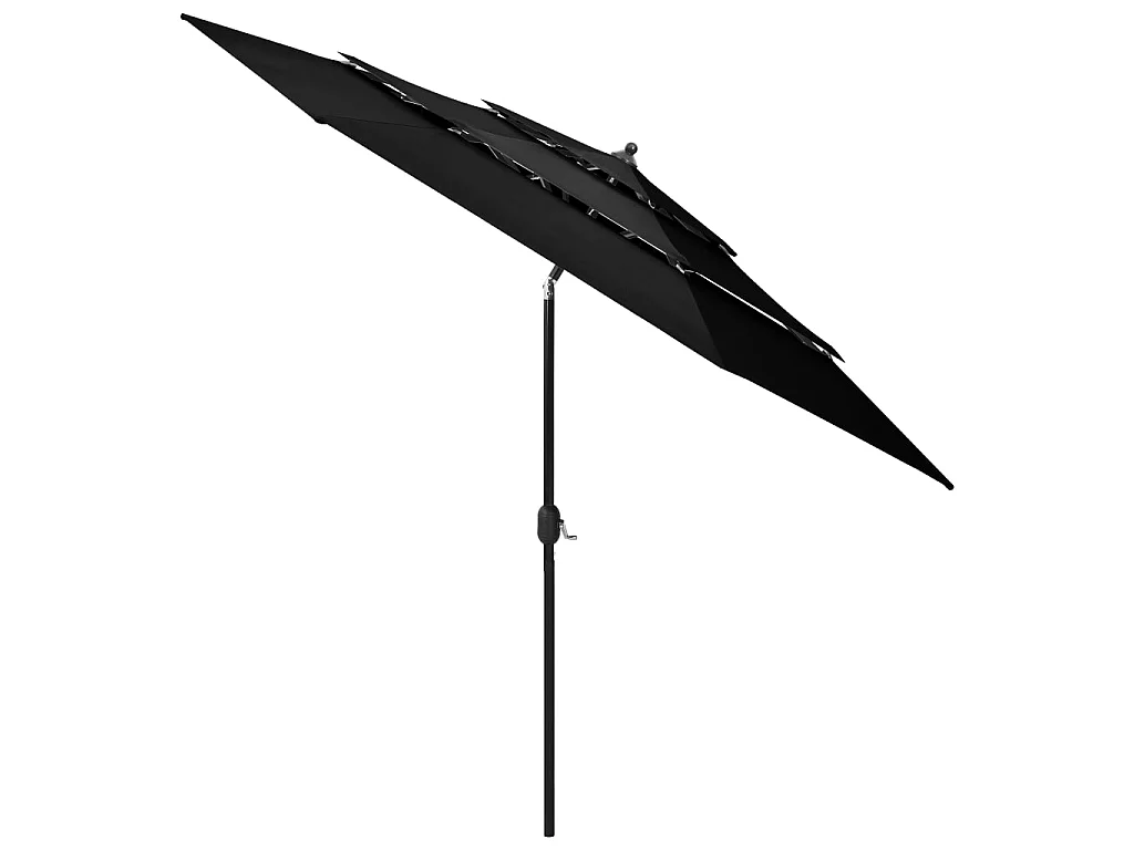 Parasol à 3 niveaux avec mât en aluminium Noir 3 m WVGQ9291