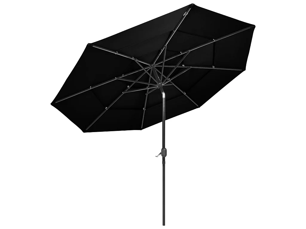 Parasol à 3 niveaux avec mât en aluminium Noir 3 m WVGQ9291