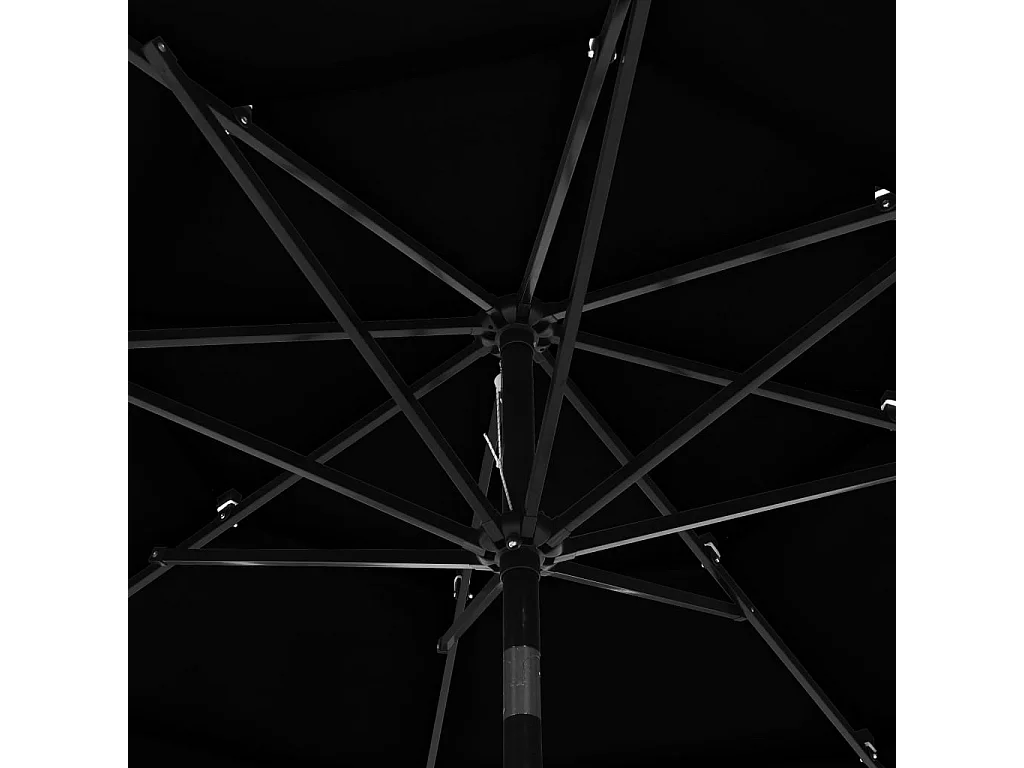 Parasol à 3 niveaux avec mât en aluminium Noir 3 m WVGQ9291