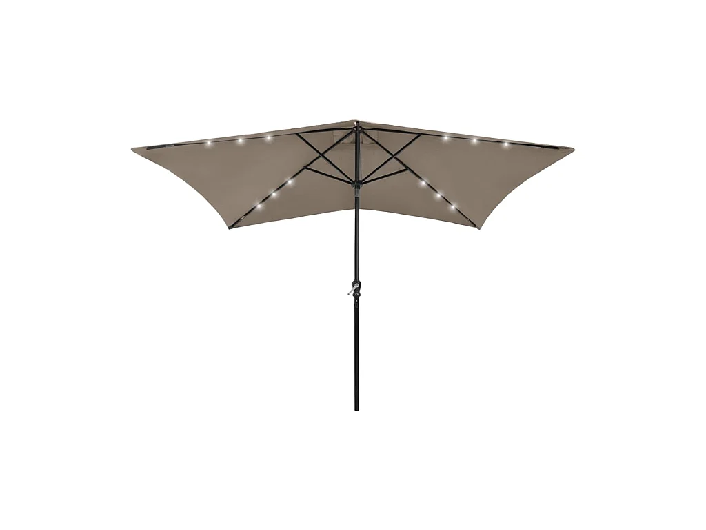 Parasol avec LED et mât en acier Taupe 2x3 m WVGQ9157