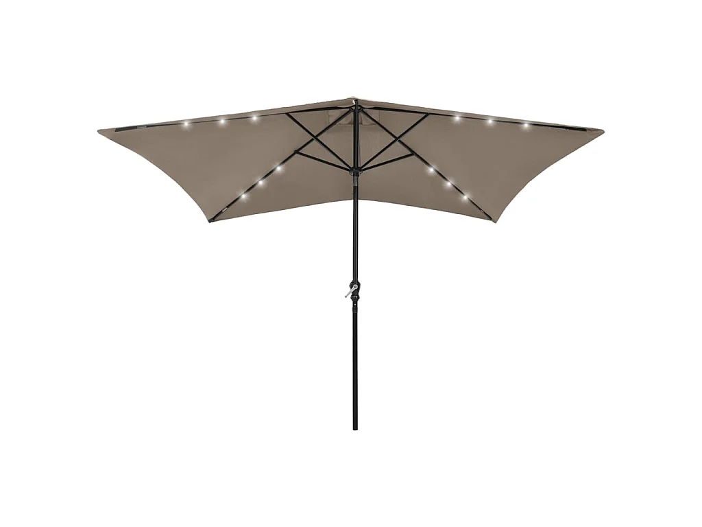 Parasol avec LED et mât en acier Taupe 2x3 m WVGQ9157
