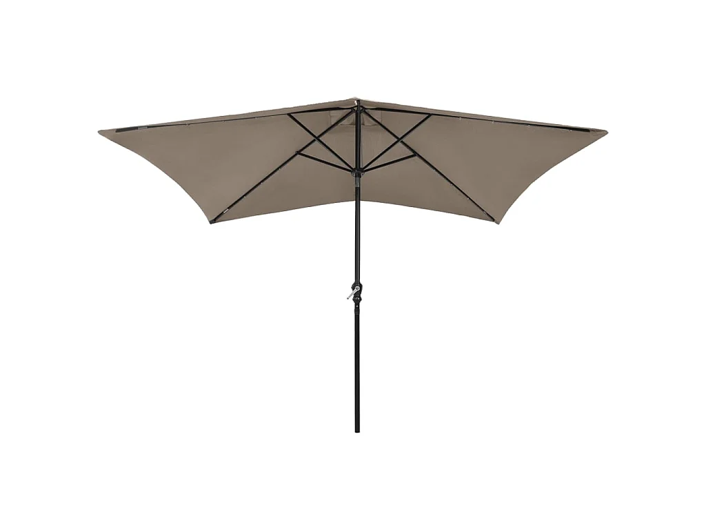 Parasol avec LED et mât en acier Taupe 2x3 m WVGQ9157
