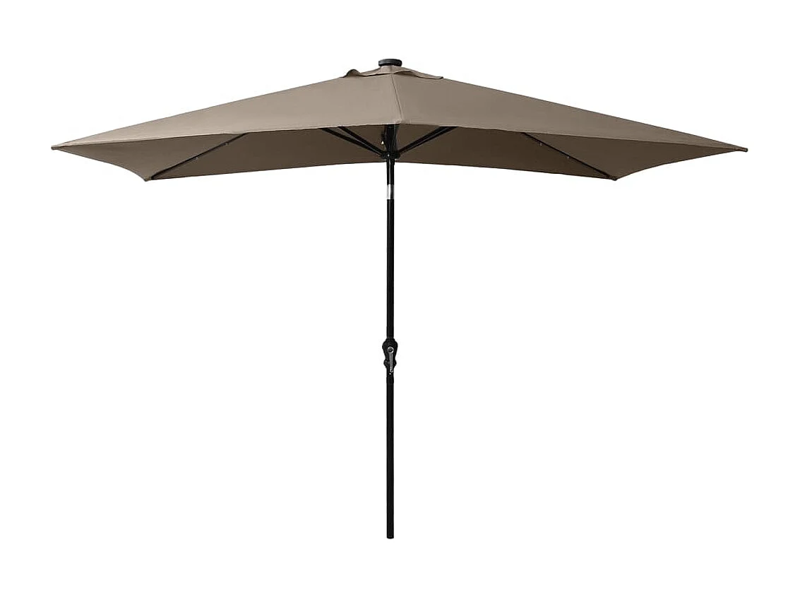 Parasol avec LED et mât en acier Taupe 2x3 m WVGQ9157