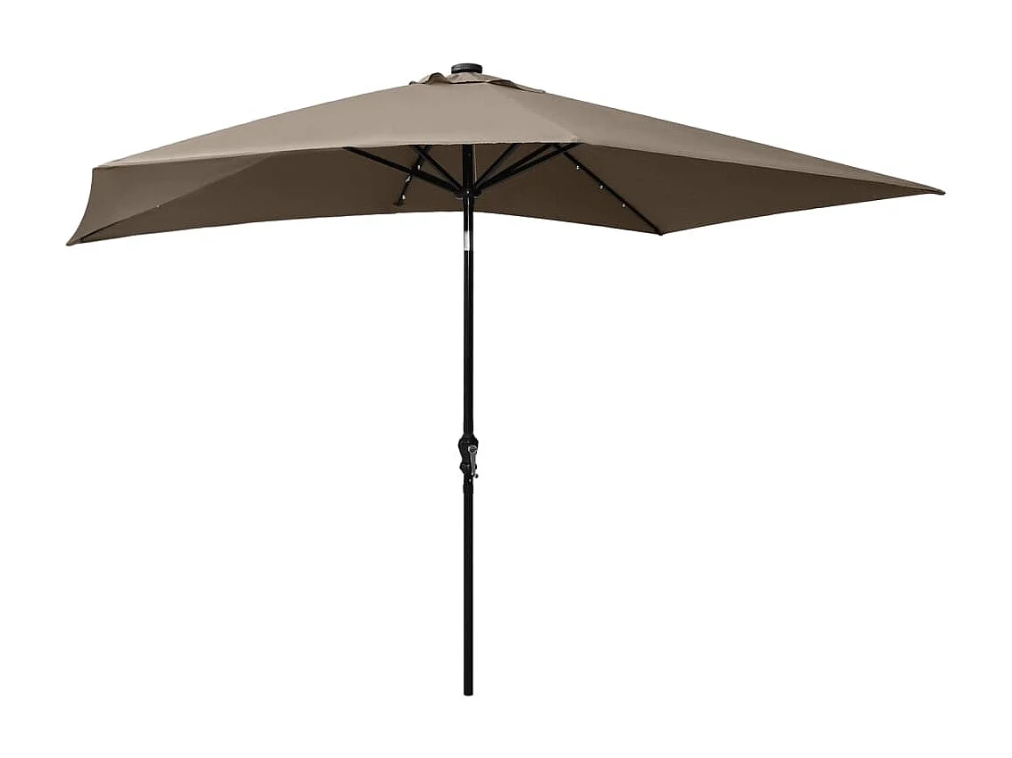 Parasol avec LED et mât en acier Taupe 2x3 m WVGQ9157