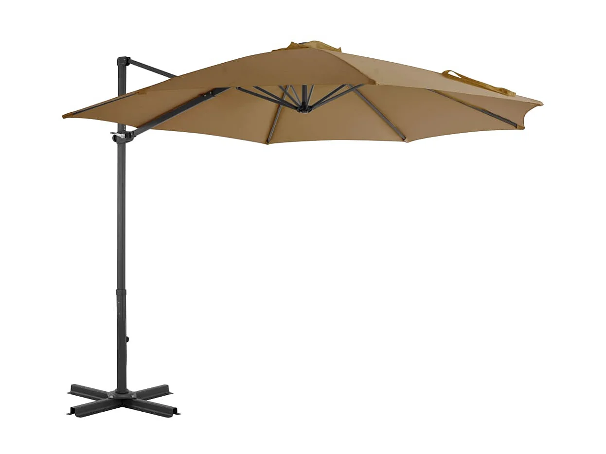 Parasol en porte-à-faux avec poteau en aluminium 300 cm Taupe WVGQ7506