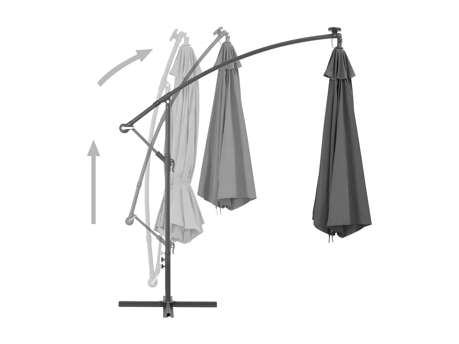 Parasol en porte-à-feux avec poteau Acier 300 cm Anthracite WVGQ7905