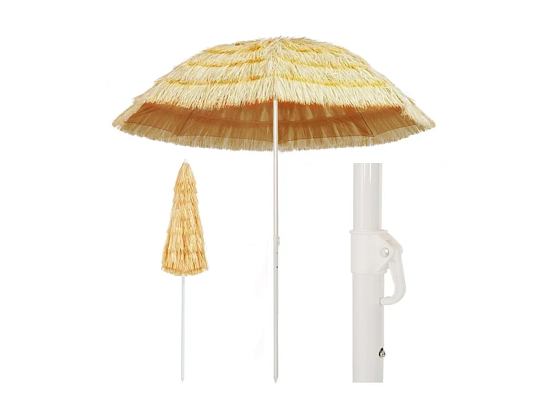 Guarda-sol de praia Natural 240 cm estilo havaiano PT972474