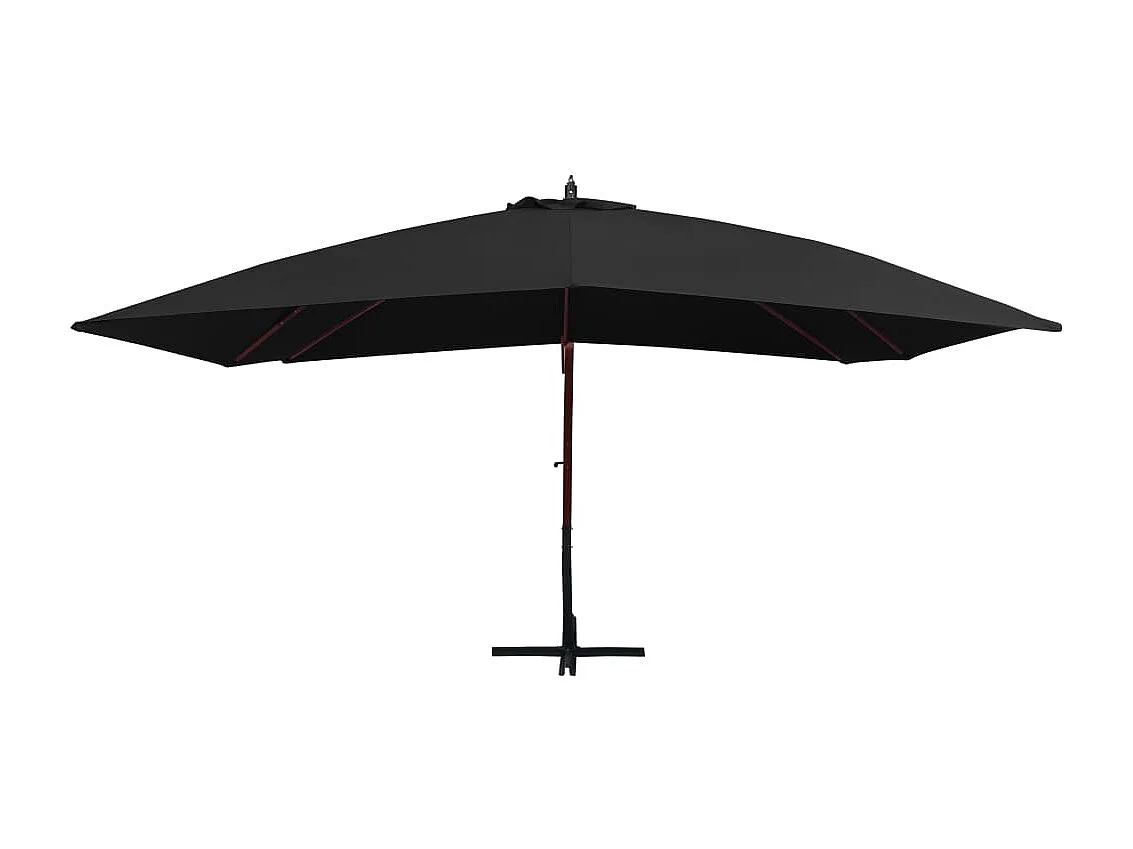 Parasol suspendu avec mât en bois 400x300 cm Noir WVGQ6286
