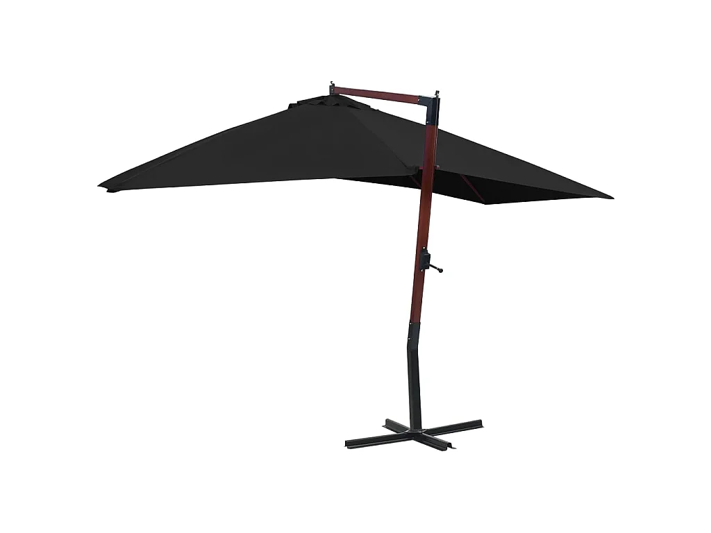 Parasol suspendu avec mât en bois 400x300 cm Noir WVGQ6286