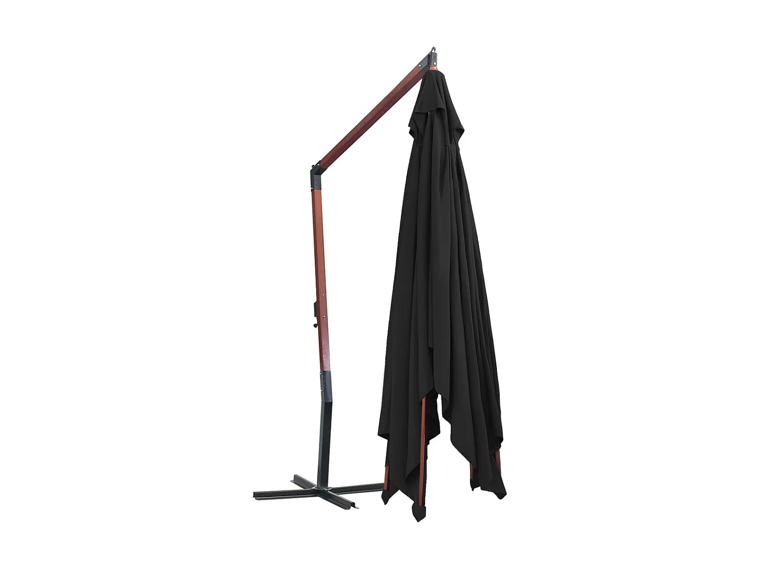 Parasol suspendu avec mât en bois 400x300 cm Noir WVGQ6286