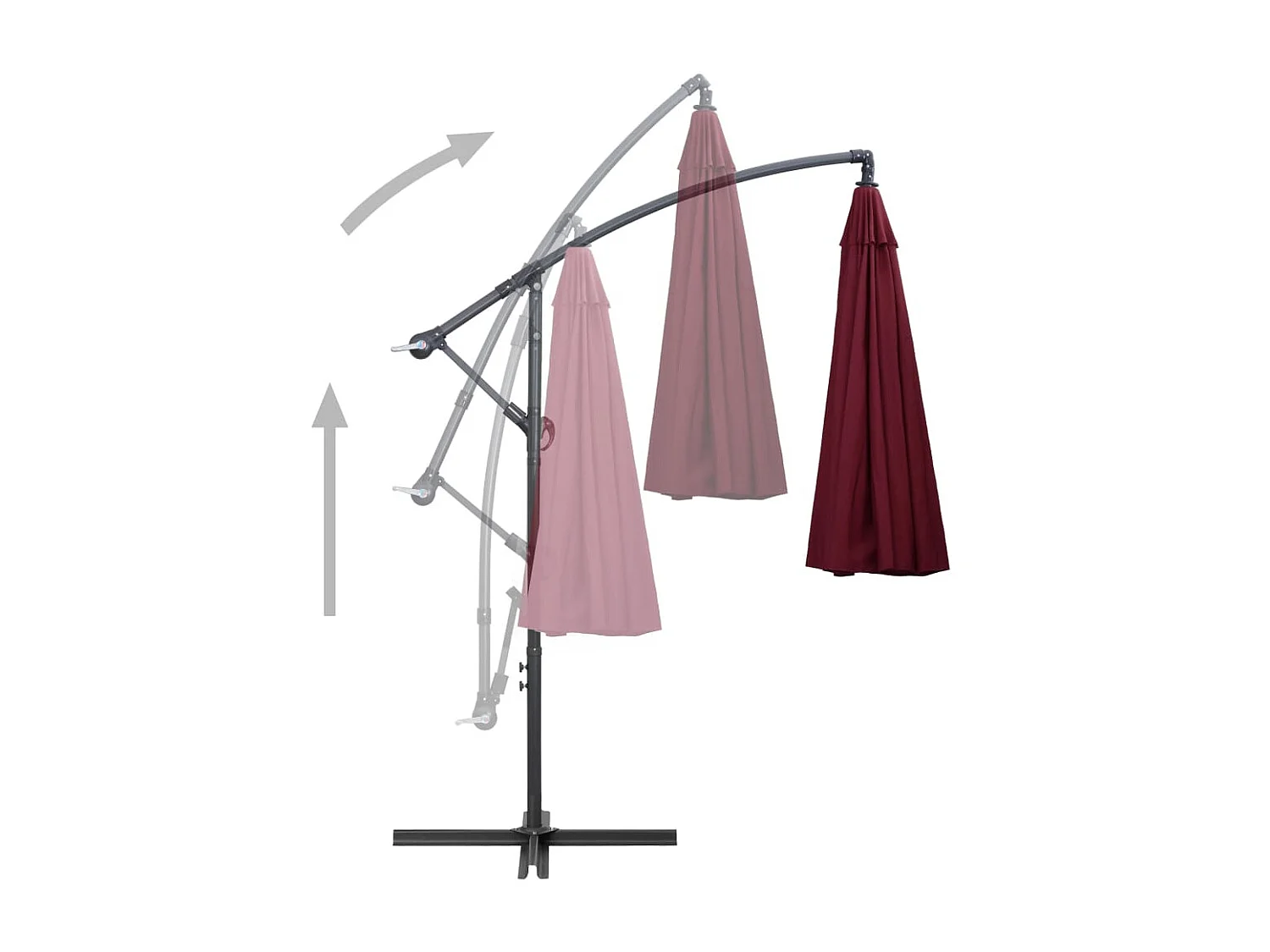 Parasol suspendu Bordeaux 3 m Mât en aluminium WVGQ7930