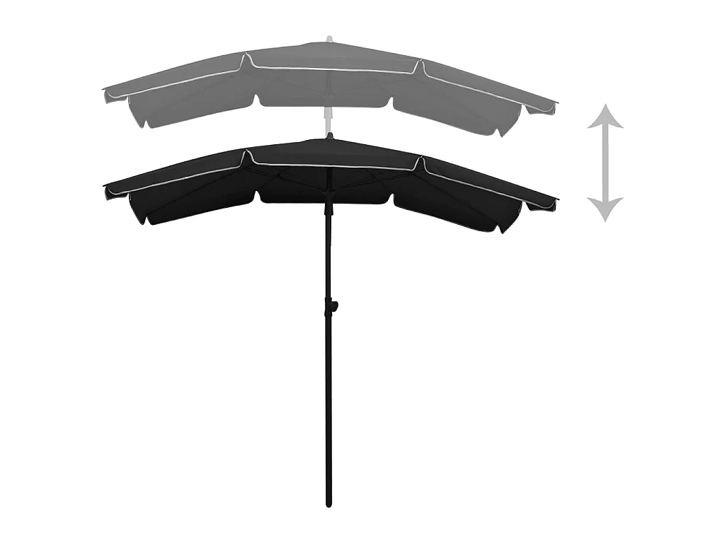 Parasol de jardin avec mât 200x130 cm Noir WVGQ1002