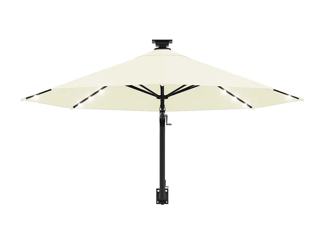 Parasol mural avec mât métallique et LED 300 cm Sable WVGQ7687