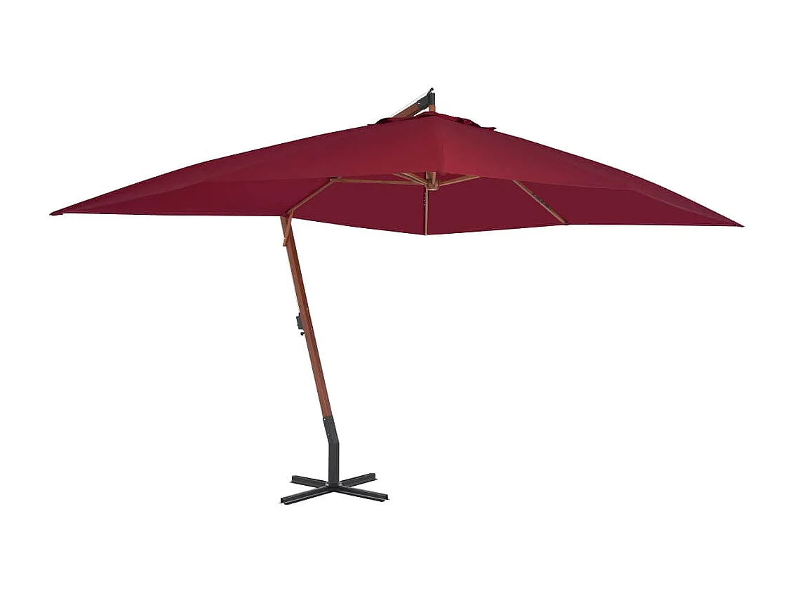 Zweefparasol met houten paal 400x300 cm bordeauxrood NL797906