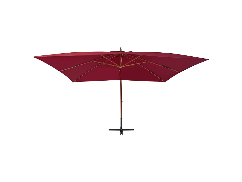 Zweefparasol met houten paal 400x300 cm bordeauxrood NL797906