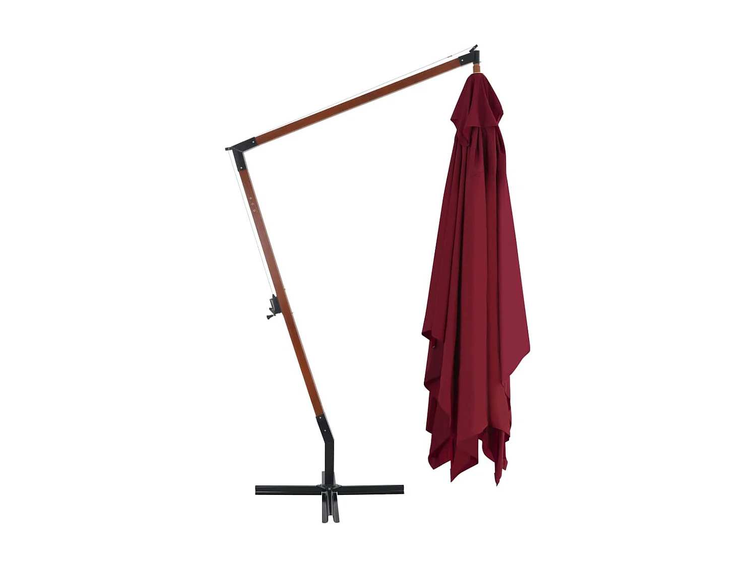 Zweefparasol met houten paal 400x300 cm bordeauxrood NL797906