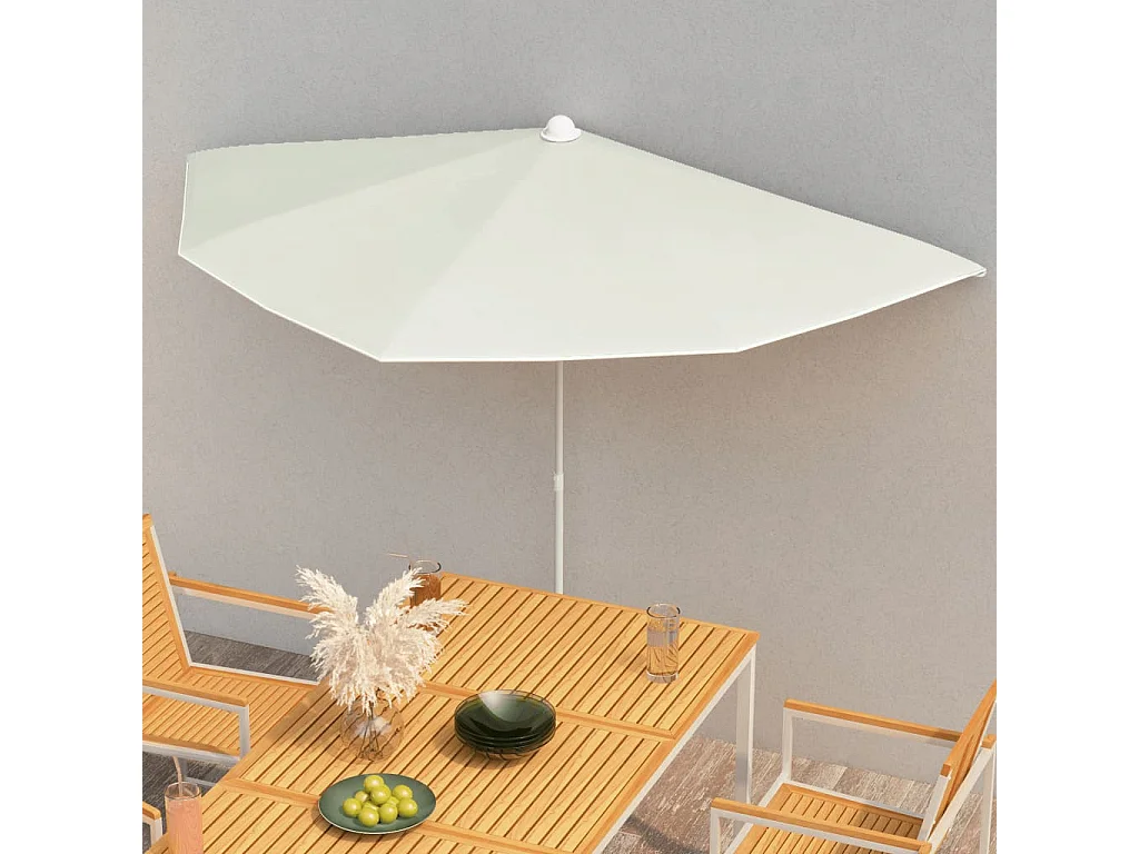 Demi-parasol de jardin avec mât 180x90 cm Sable WVGQ3220