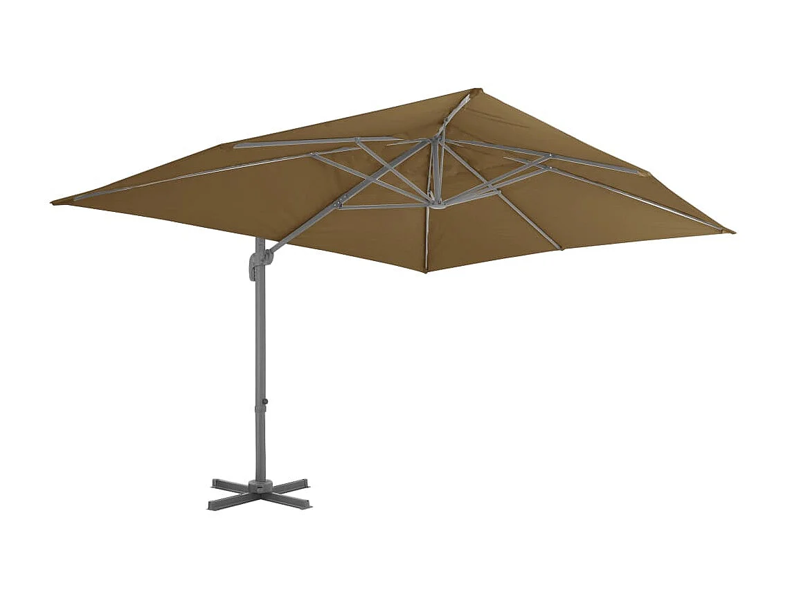 Parasol en porte-à-faux avec mât en aluminium 400x300 cm taupe WVGQ7498