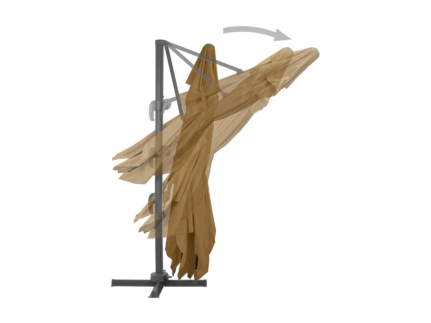 Parasol en porte-à-faux avec mât en aluminium 400x300 cm taupe WVGQ7498