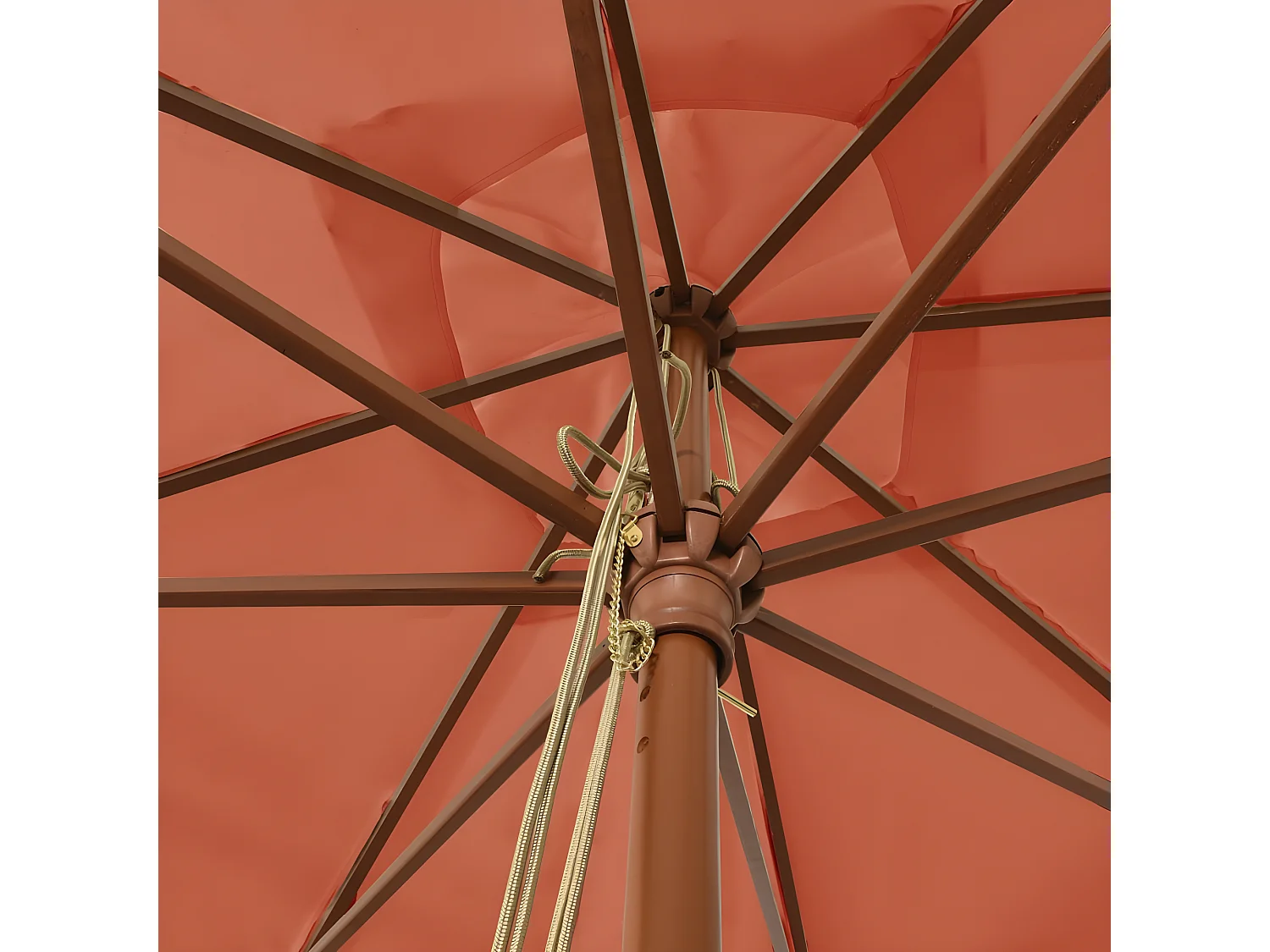 Parasol met houten paal 300x300x273 cm terracottakleurig NL736754