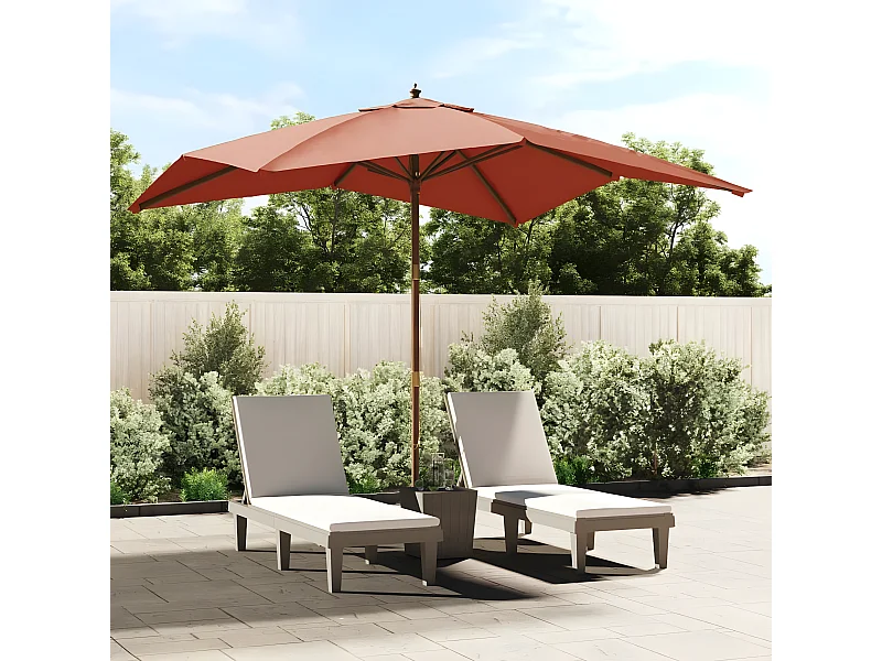 Parasol de jardin avec mât en bois terre cuite 300x300x273 cm WVGQ7849