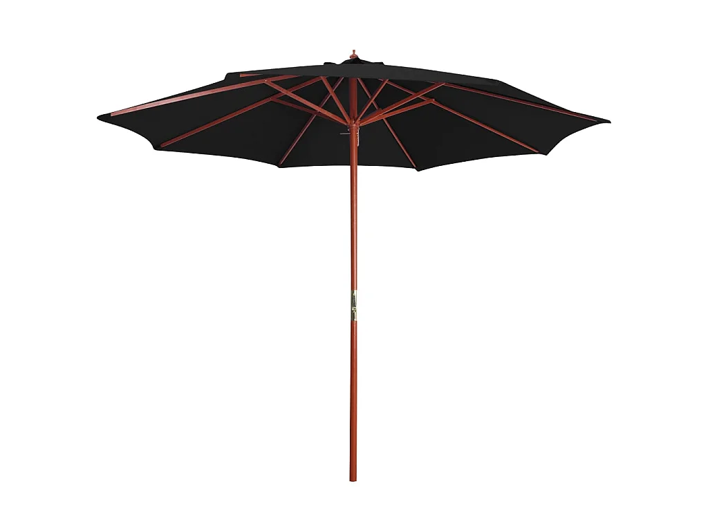 Parasol avec mât en bois 300x258 cm Noir WVGQ2385