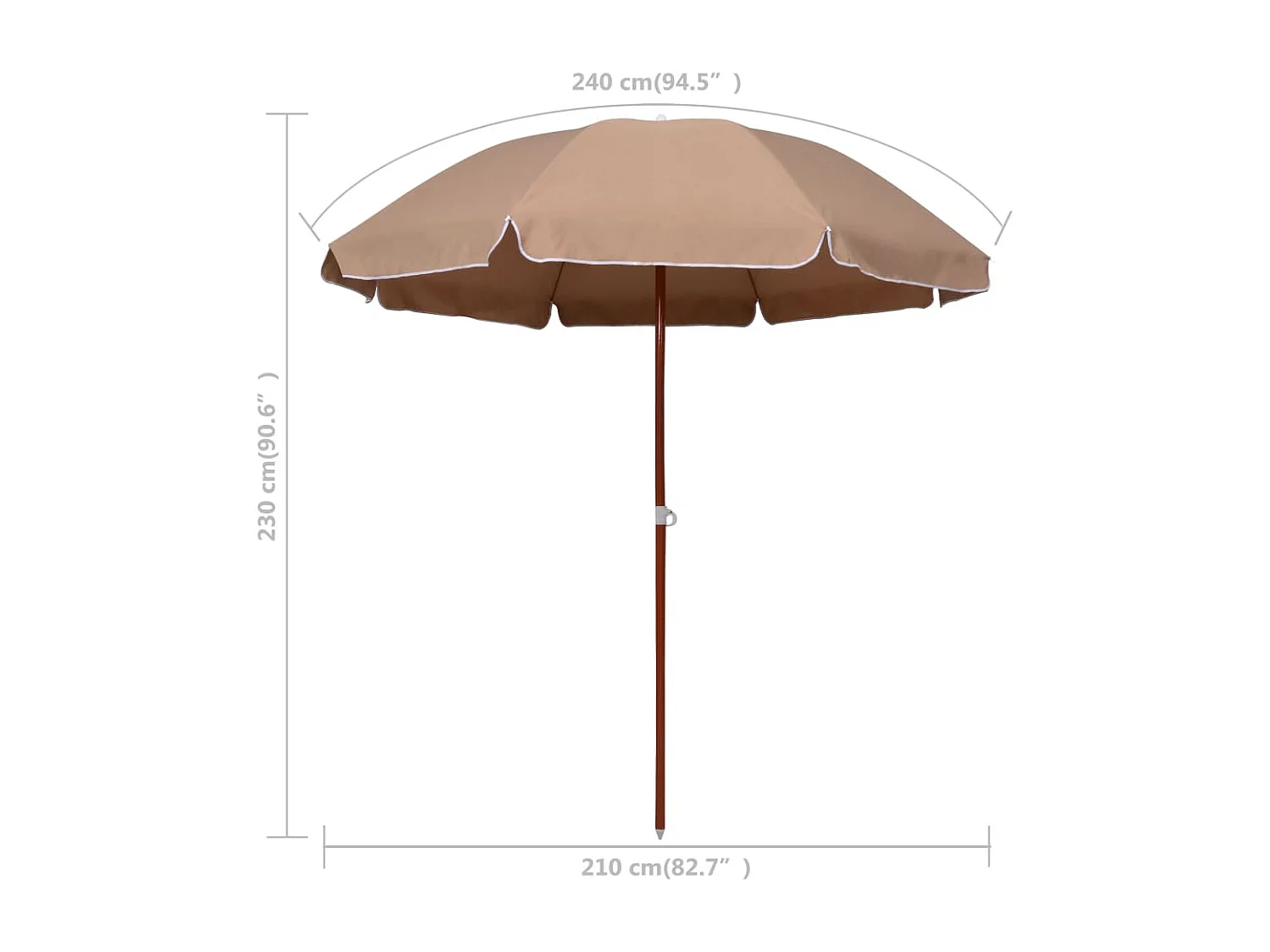 Parasol met stalen paal 240 cm taupe NL115654