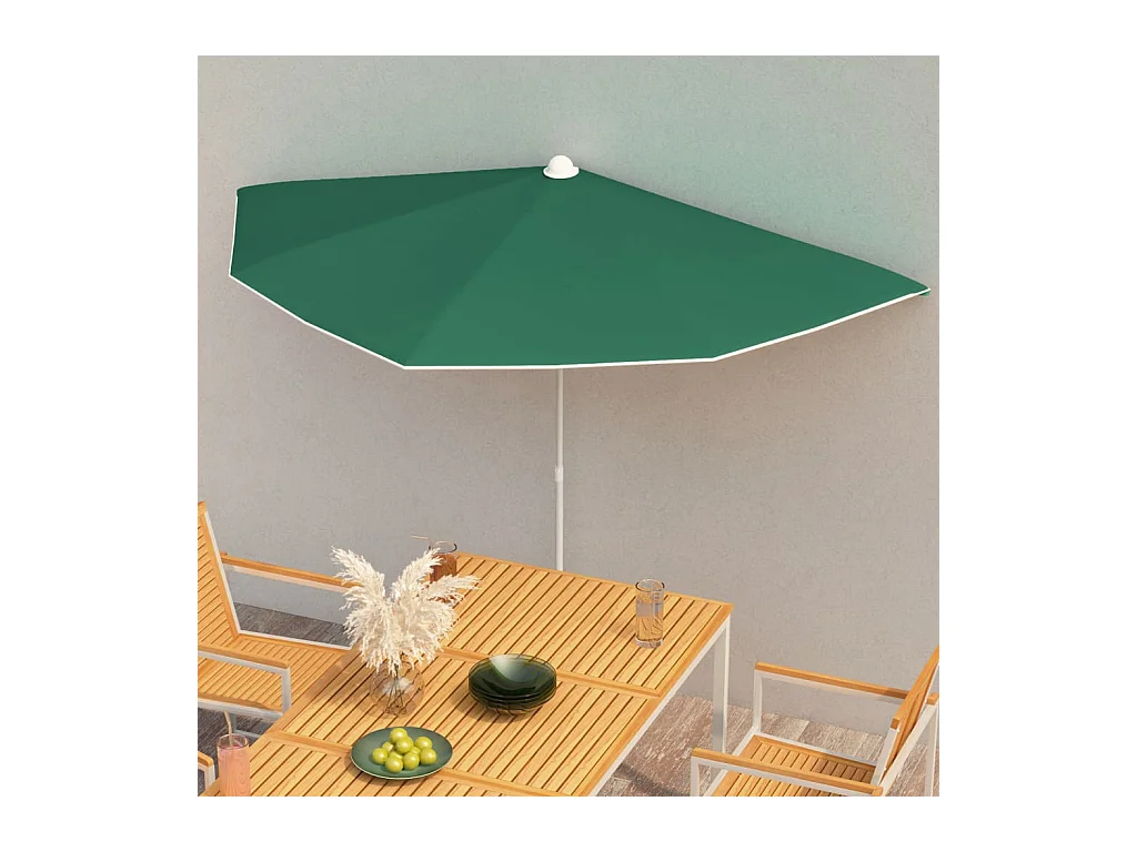 Demi-parasol de jardin avec mât 180x90 cm Vert WVGQ9663