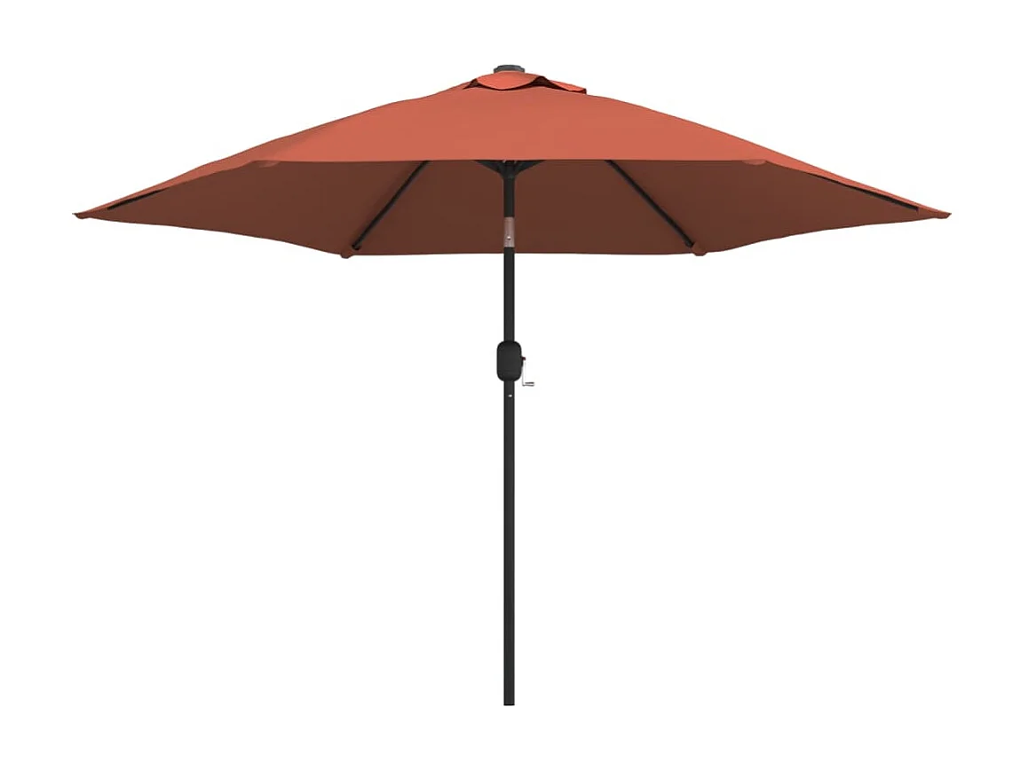 Parasol met LED-verlichting en stalen paal 300 cm terracotta NL339979
