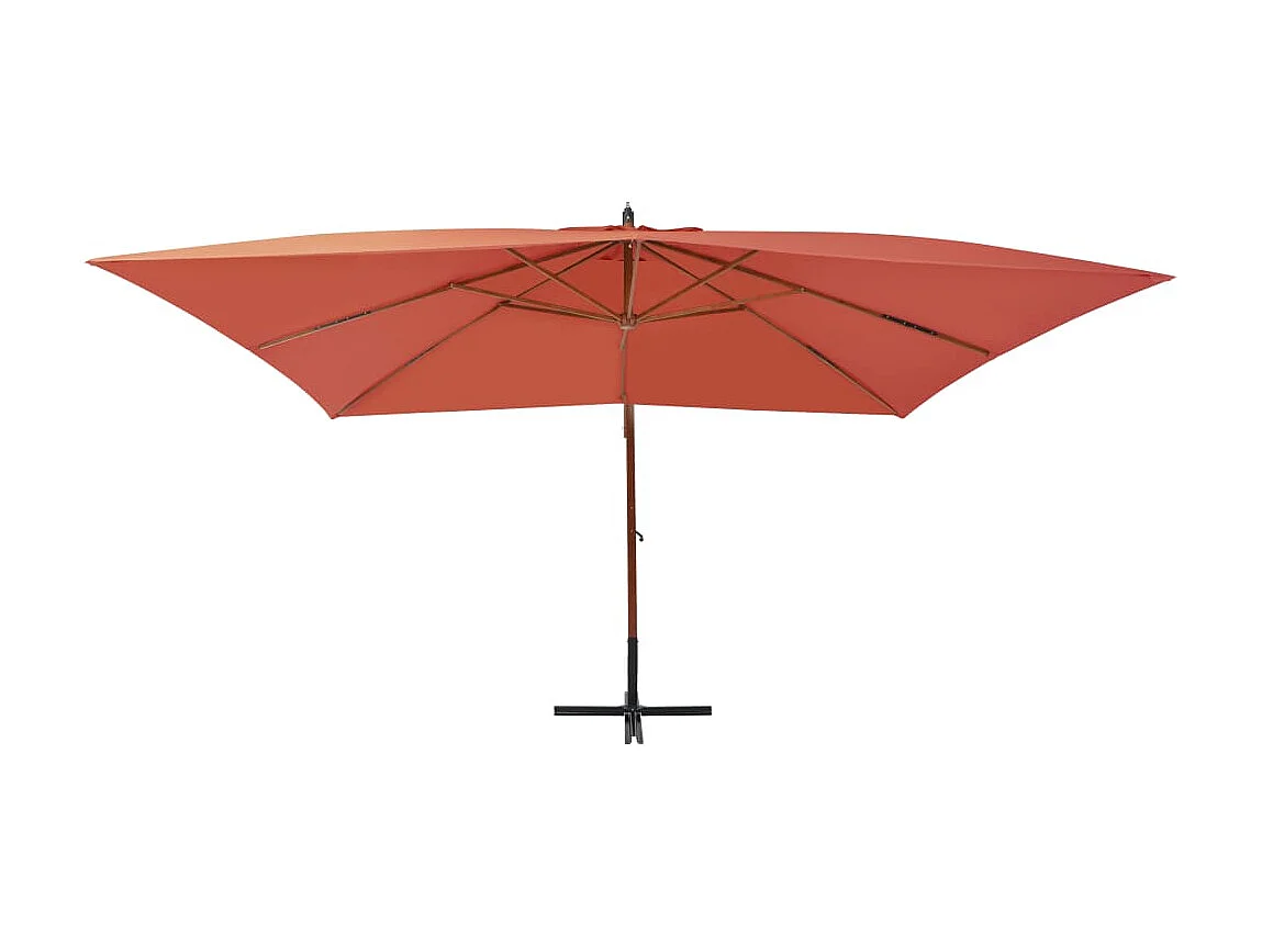 Parasol en porte-à-faux avec mât en bois 400x300 cm Terre cuite WVGQ6582