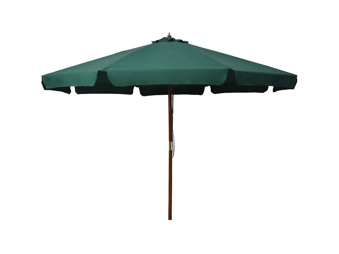 Parasol avec mât en bois 330 cm Vert WVGQ2009