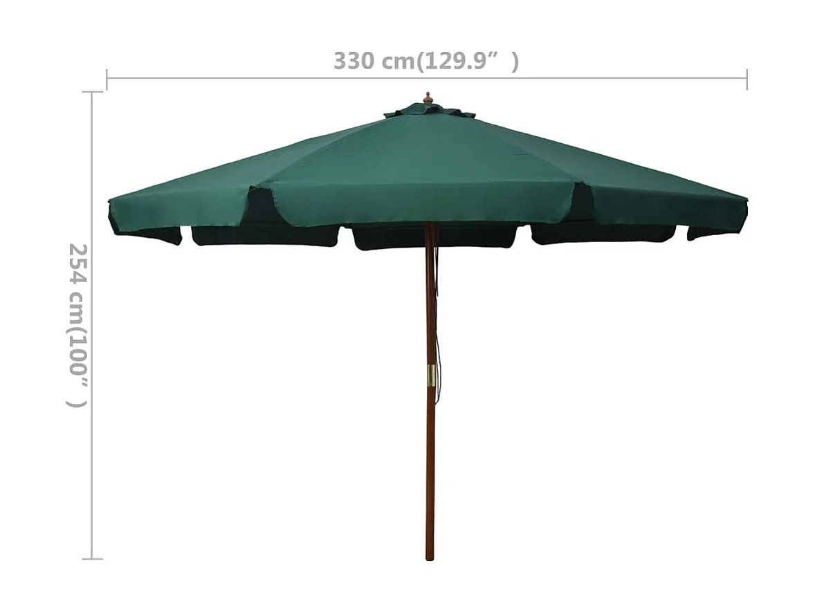 Parasol met houten paal 330 cm groen NL170395