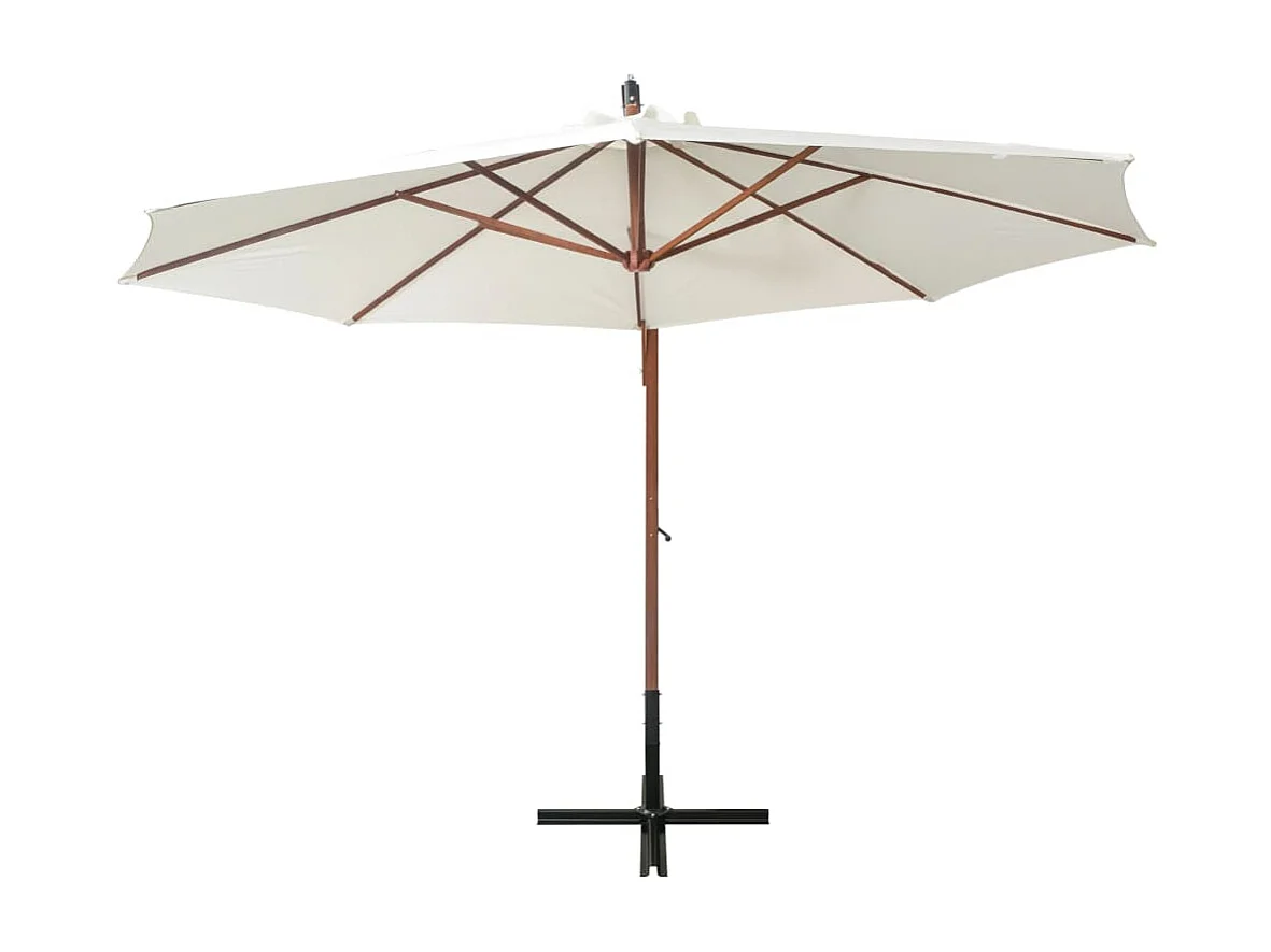 Parasol 350 cm Poteau de bois Blanc WVGQ7642