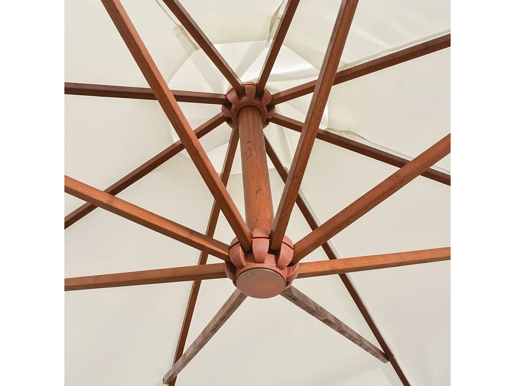 Parasol 350 cm Poteau de bois Blanc WVGQ7642