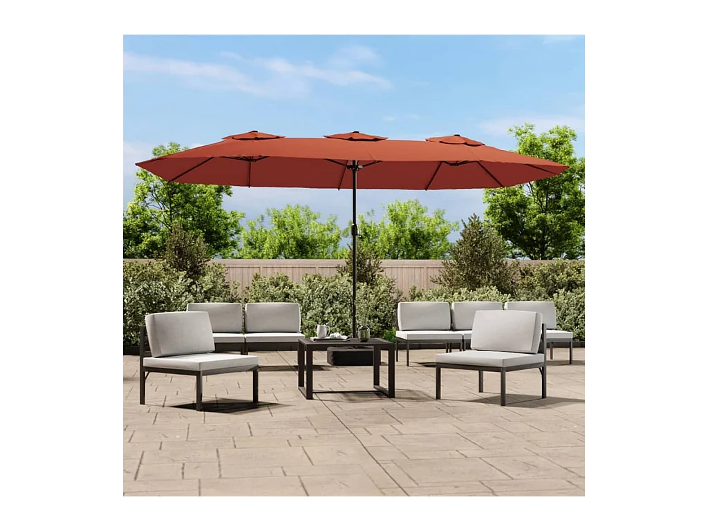 Parasol à double tête avec LED terre cuite 449x245 cm WVGQ6938