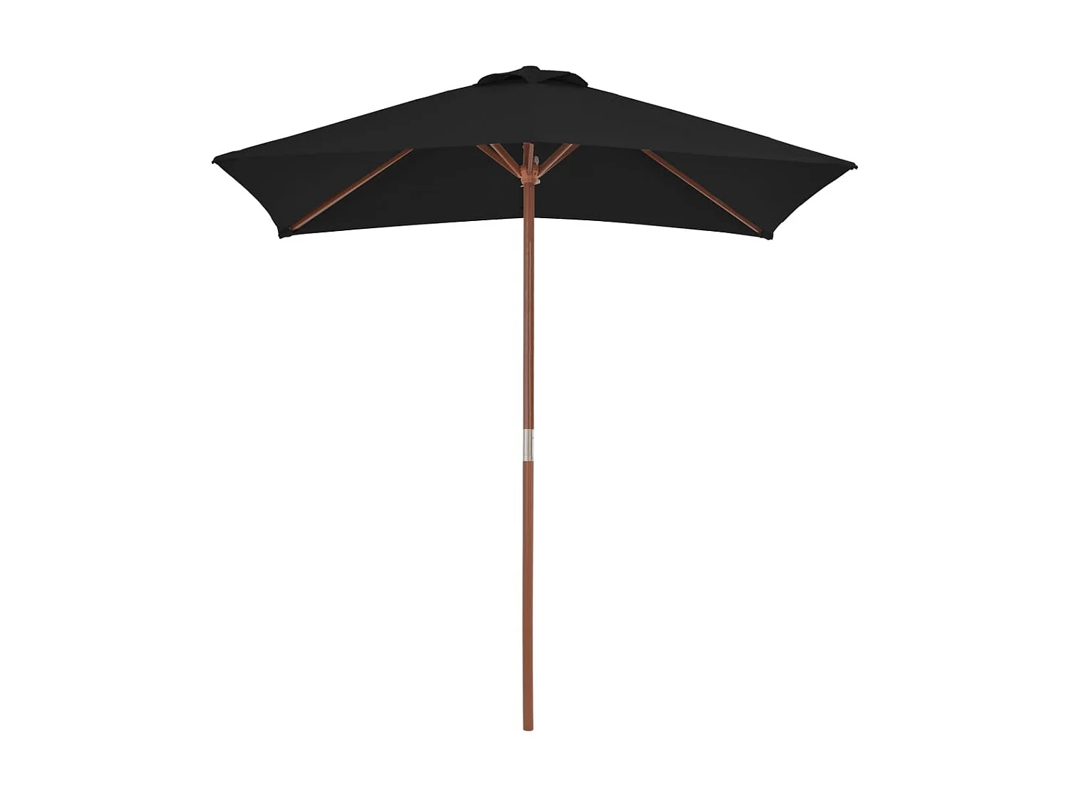 Parasol met houten paal 150x200 cm zwart NL238264