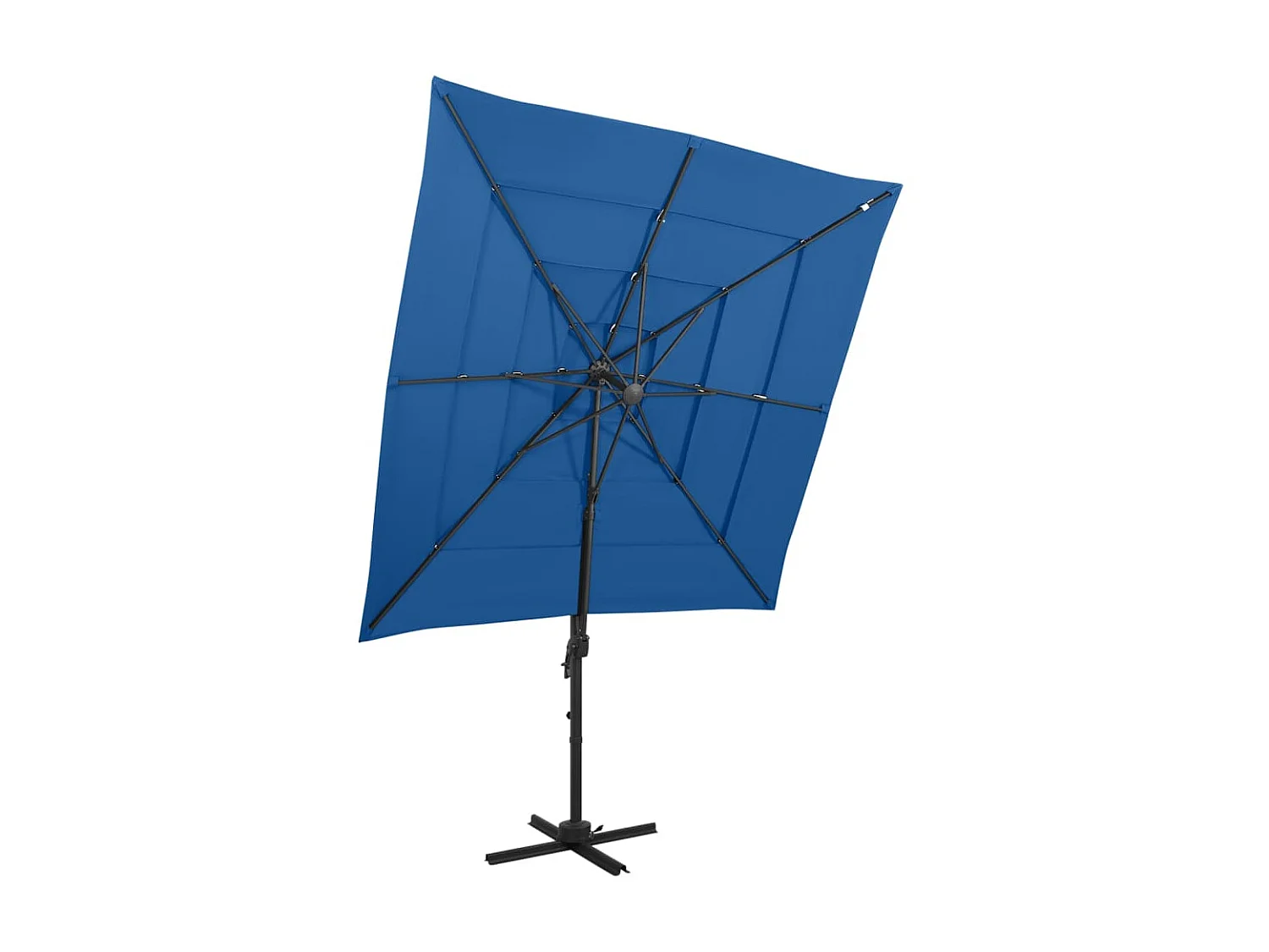 Parasol à 4 niveaux avec mât en aluminium Bleu azuré 250x250 cm WVGQ1821