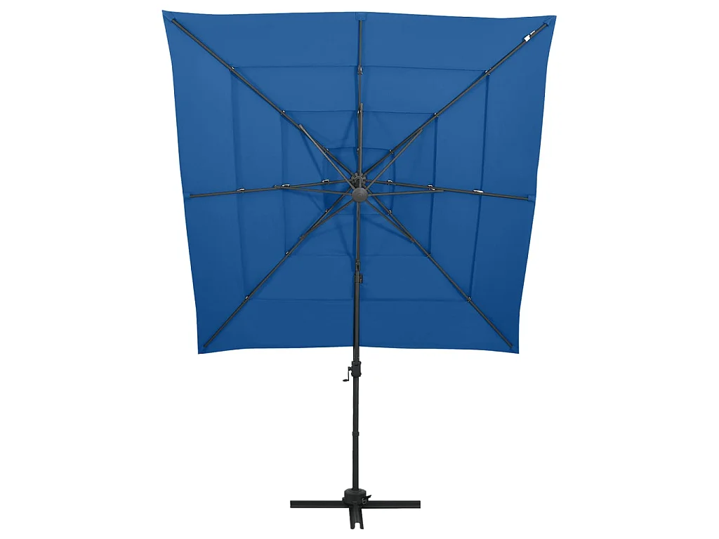 Parasol à 4 niveaux avec mât en aluminium Bleu azuré 250x250 cm WVGQ1821