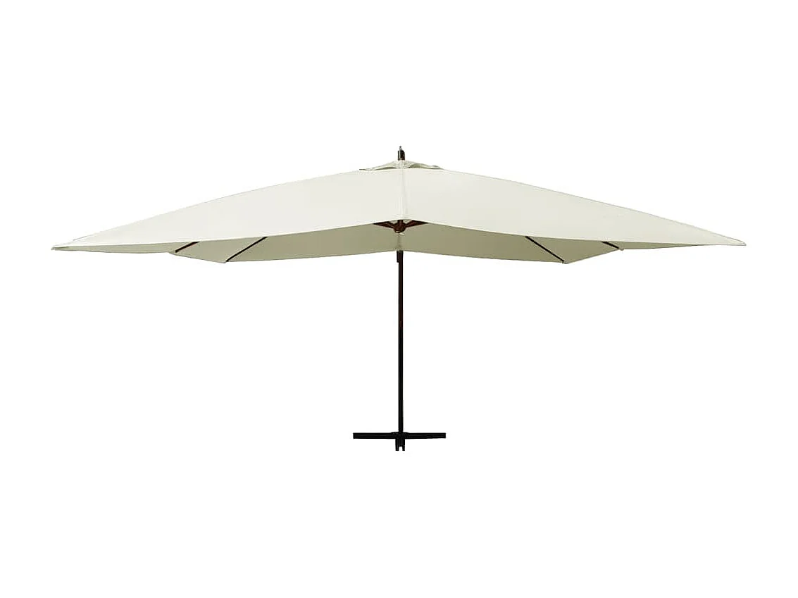 Sombrilla voladiza poste madera blanco arena 400x300 cm ES511005