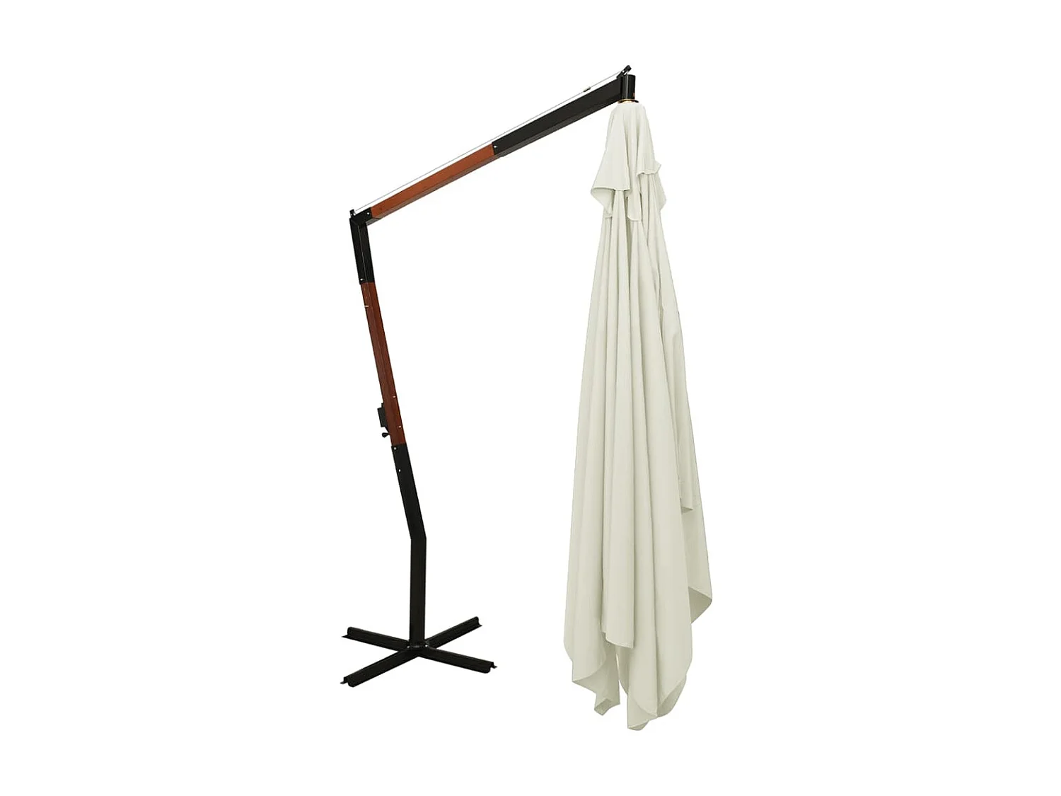 Parasol en porte-à-faux avec mât en bois 400x300 cm Blanc sable  WVGQ8138
