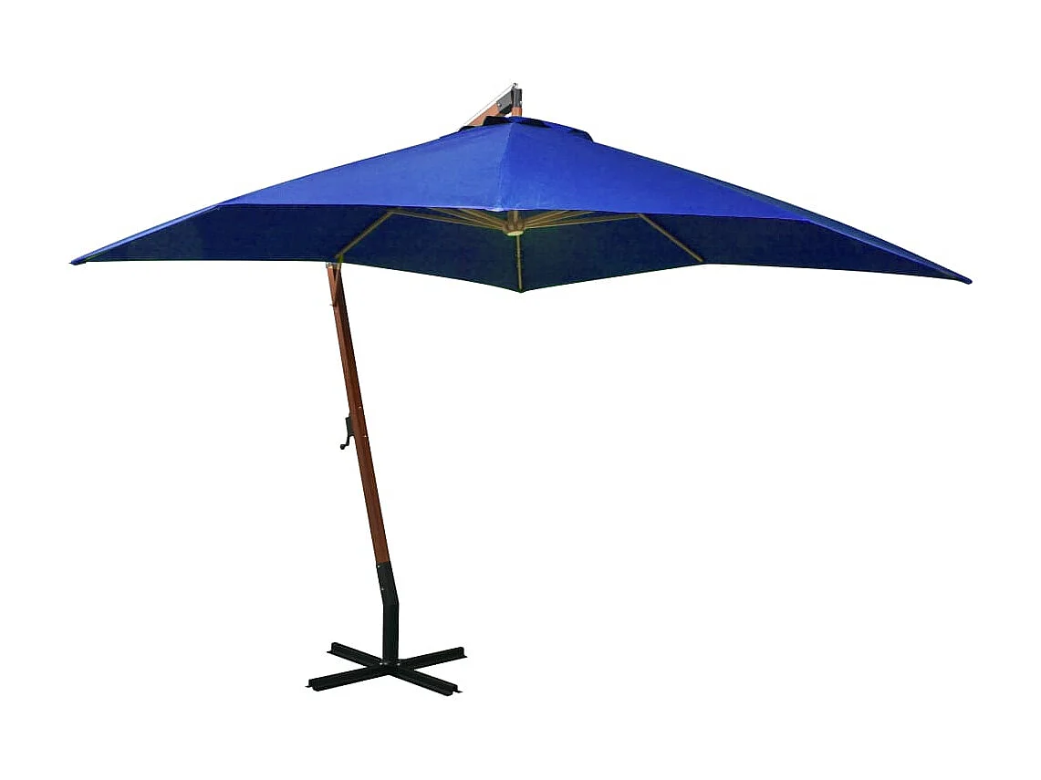 Parasol suspendu avec mât Bleu azuré 3x3 m Bois de sapin massif WVGQ3706