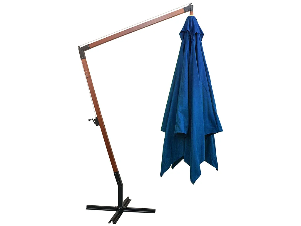 Parasol suspendu avec mât Bleu azuré 3x3 m Bois de sapin massif WVGQ3706