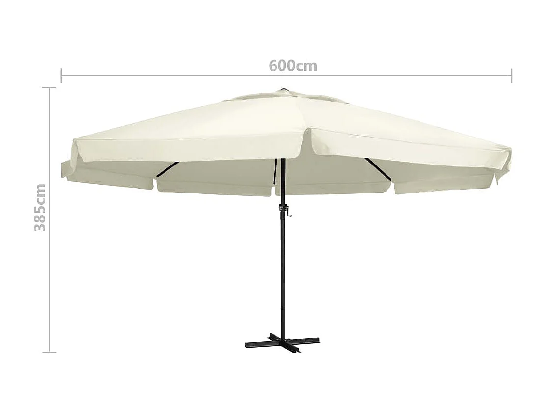 Sombrilla de jardín y palo de aluminio blanco arena 600 cm ES446573